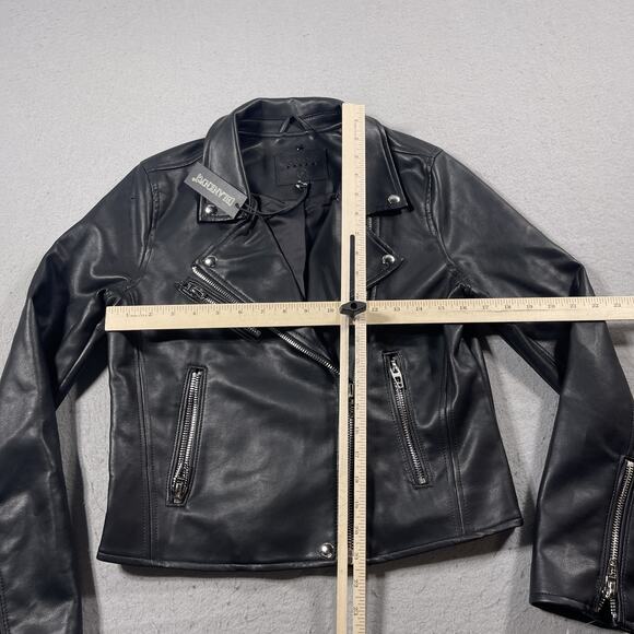 BLANKNYC Jacket Womens Small Black Faux Leather Moto Biker Zip Pockets Studs - Picture 5 of 9